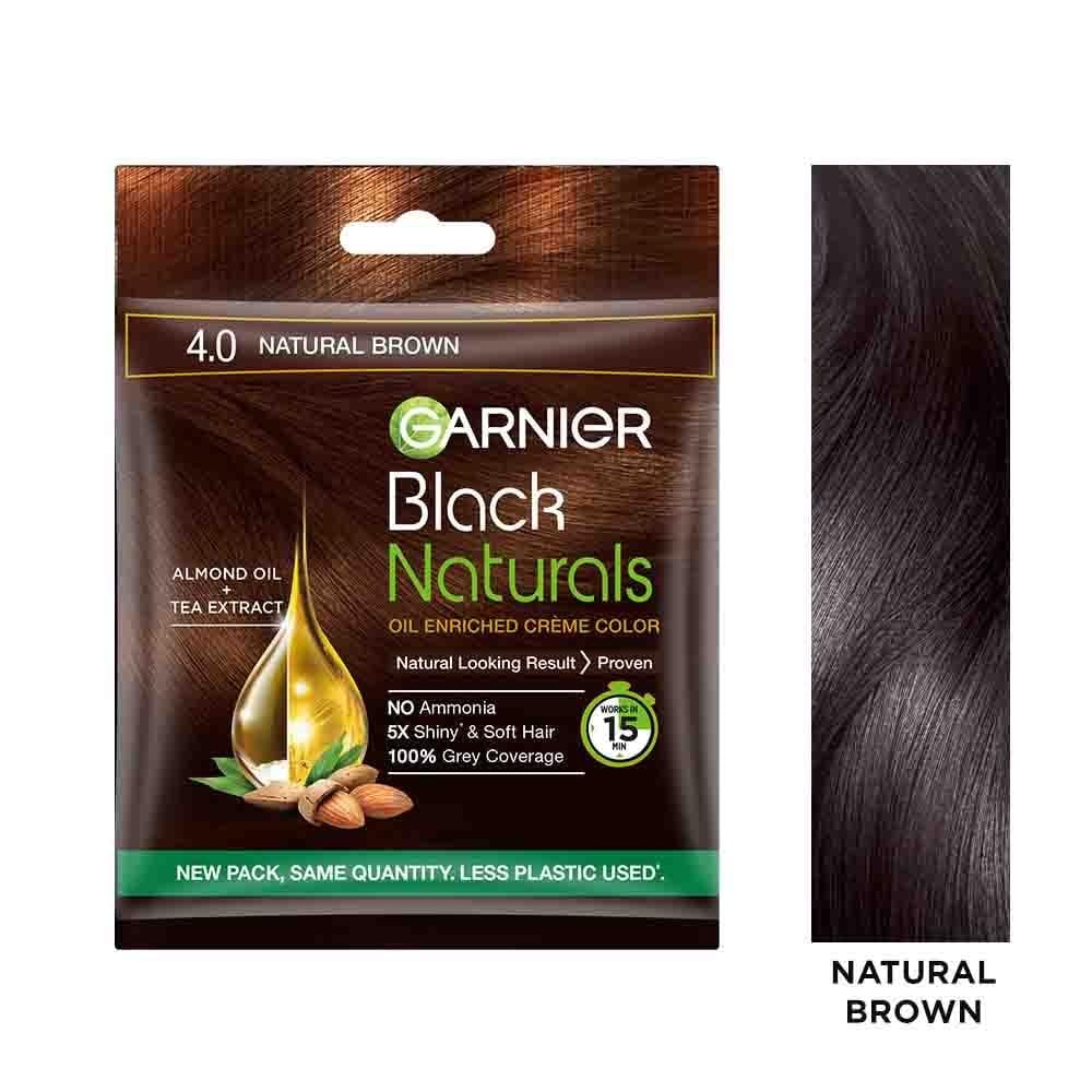 Garnier Black Naturals Hair Color No.4 Natural Brown 20ml +20 gm (PACK OF 8)