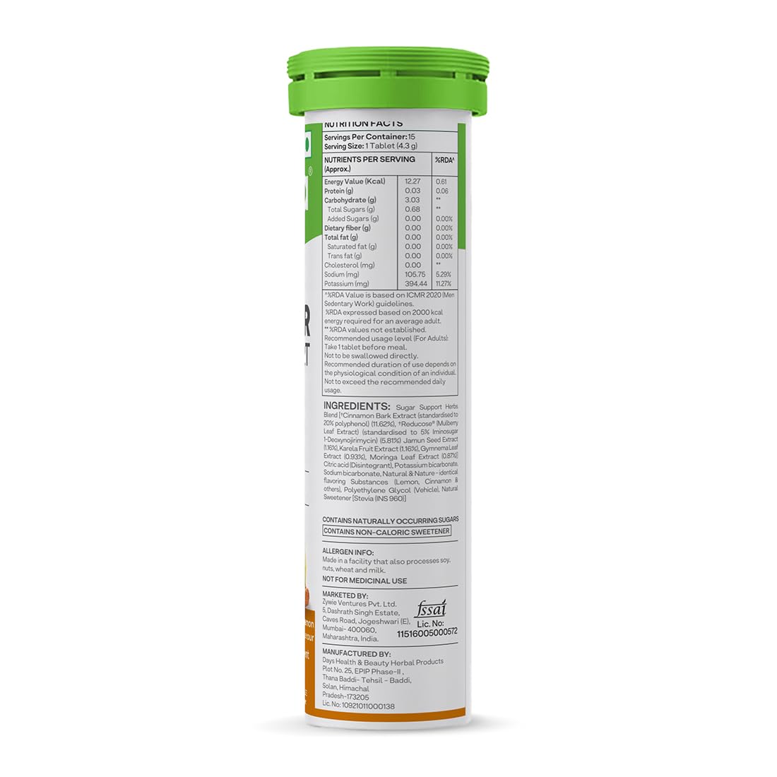 OZiva Sugar Support Effervescent, Blood Sugar Control, 30 Tabs