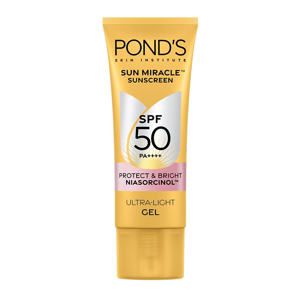 POND’S Sun Miracle SPF 50 PA+++ Crème Gel Sunscreen-Protect & Bright, With 3% Niacinamide, Fade Dark Spots in 4 Weeks, Lightweight, No White Cast 100g