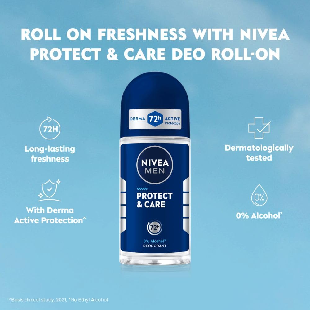 NIVEA Men Fresh Woody Protect And Care Roll On, 50Ml, Pack Of 1 Roll on 1 count (Pack of 1)