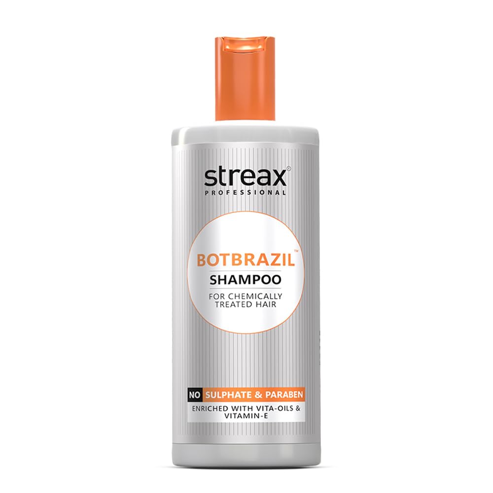 Streax Professional BotBrazil Shampoo,300 ml for Keratin, Nanoplasty, & Smoothening, Sulphate & Paraben-Free Shampoo for Women & Men, Enriched with Vita Oils No