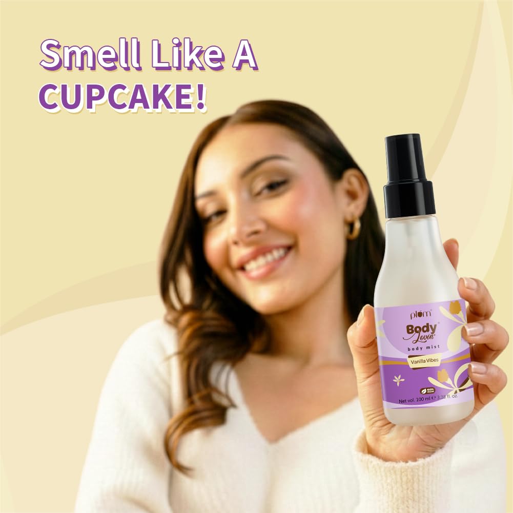 Plum Bodylovin' Vanilla Vibes Body Mist for Women | Long Lasting Vanilla Fragrance with Warm & Cozy Vanila Scent | High on Fun | Travel Friendly Perfume Body Sp
