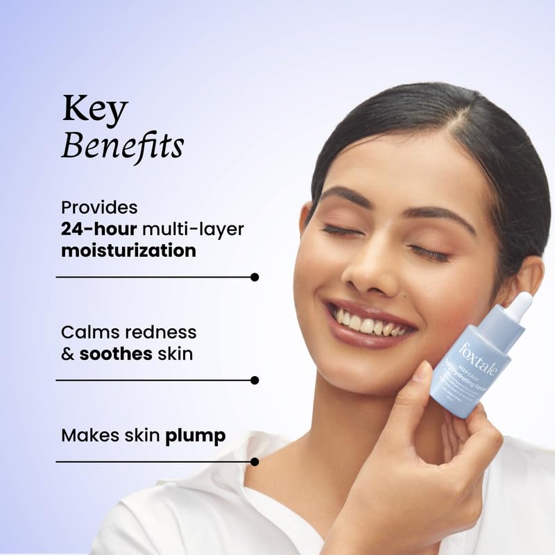 FoxTale Hyaluronic Acid Serum For Plump,Glowing Skin With Vitamin B5,Betaine|Intense 24-Hour Hydration,Brightening|Reduction In Fine Lines&Inflammation|For Dry,Sensitive Skin|Men&Women - 30 Ml