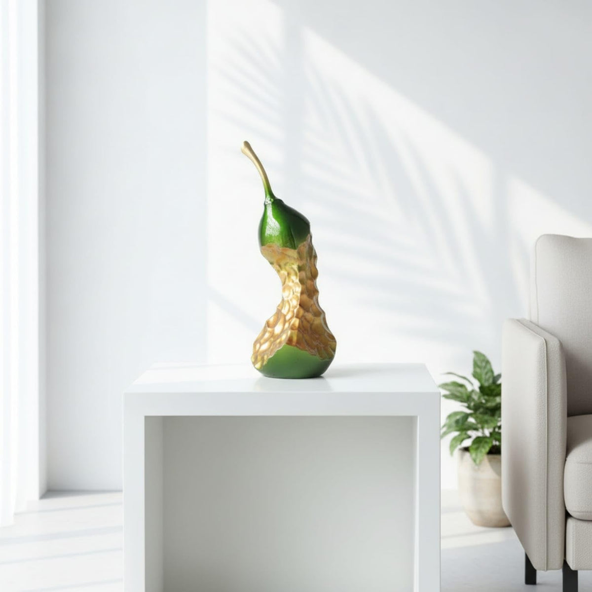 CLOVRIX® Glossy Pear Ornament Sculptural Pear Sculpture Elegant Tabletop Decor Modern for Living Room, Entryway, Office, Red, 12-12-32cm| Decorative Fruit & Veg