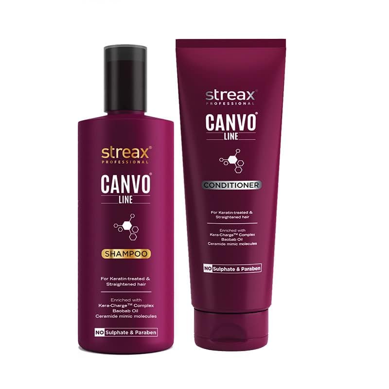 Streax Professional Canvoline Hair Care Combo (Streax Canvoline Shampoo 250 ml +Streax Canvoline Conditioner 250 ml) for Straightening Hair