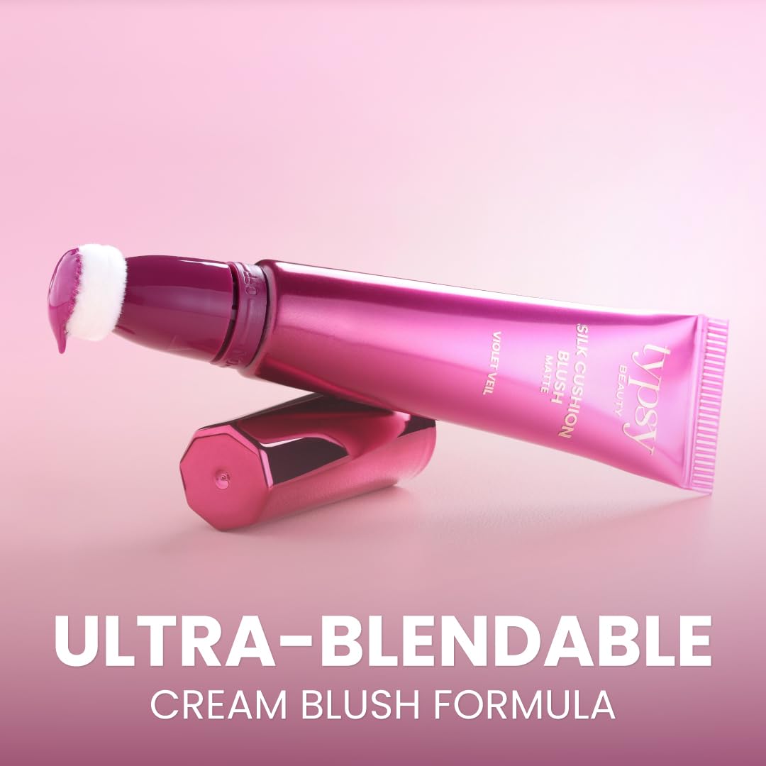 Typsy Beauty | Silk Cushion Liquid Blush Wand - Violet Veil - 2-in-1 Highlighter Blush Hybrid | Liquid Blusher | Lightweight Buildable Blush | Ultra-Pigmented | 15ml