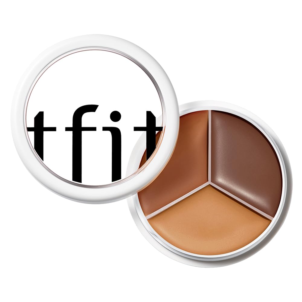 TFIT Multi-Use Pot Concealer - Triple Palette | High-Pigmented, Full Coverage & Crease-Proof | Korean Concealer for Dark Circles, Redness & Blemishes (05 Deep, 0.52 Oz)