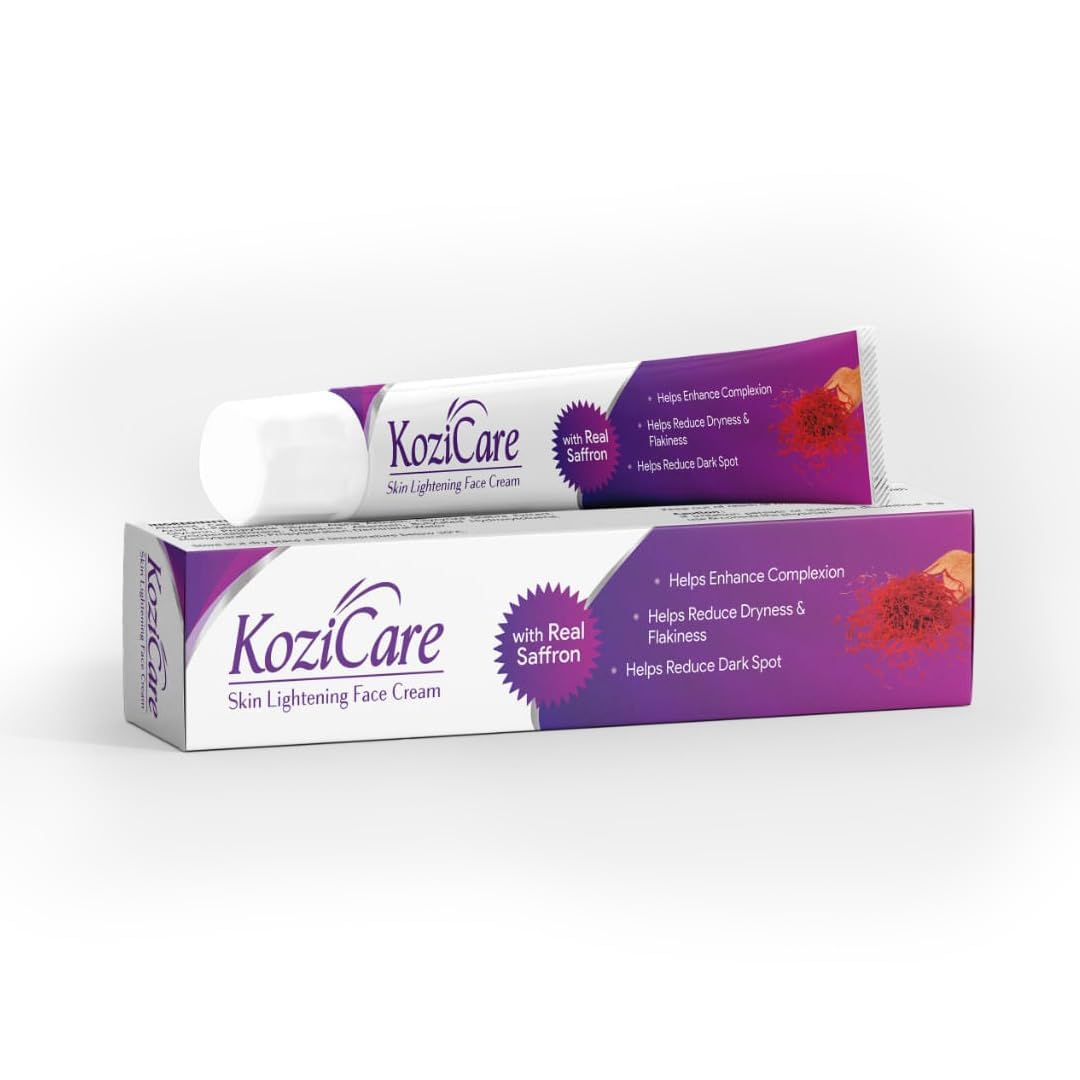 Kozicare Kojic Acid Face Cream with Glutathione and Saffron - Tan Removal & Dark Spots, Skin Lightening Cream for Glowing Skin - Non-Greasy, Lightweight, for Me
