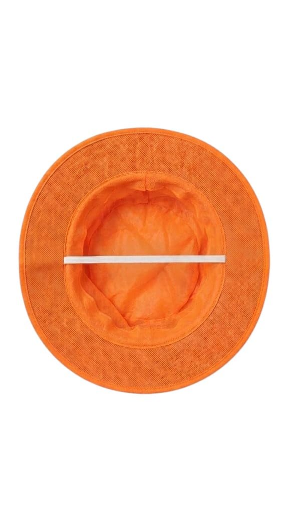 Round Orange Umpire Hat Cap for Sports Cricket/Round Orange Cap for Padh Yatra/Men's Cricket Umpire Cotton Hat