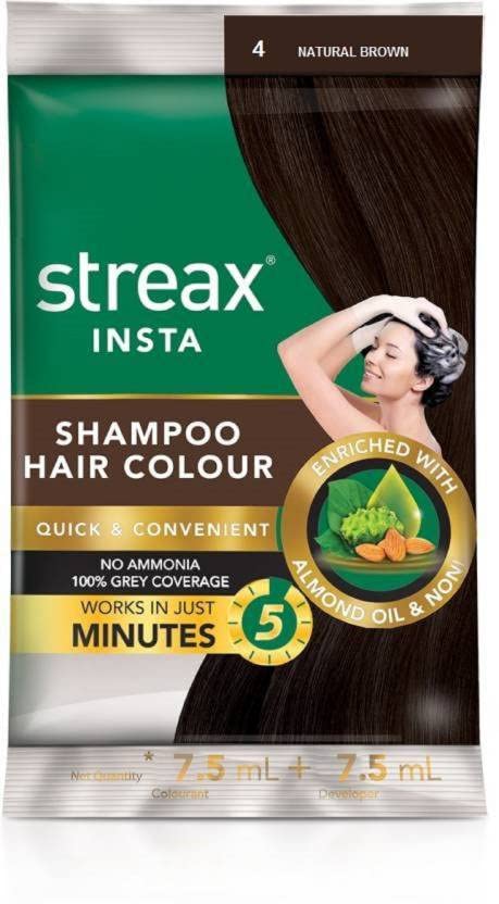 Streax Insta Shampoo Hair Colour-Natural Brown (15mlx16=240ml) Brown