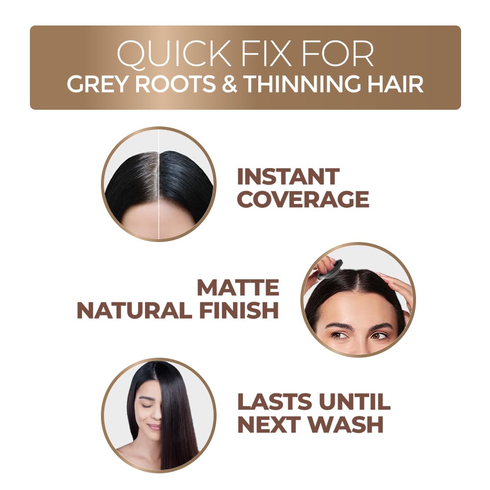 Streax Hair Root Touch Up for Grey Hair, Black – 4gm | Hair Cover Up Powder I Covers Grey Hair & Bald Patches | Instant Hair Colour Touch Up, Beard touch up for