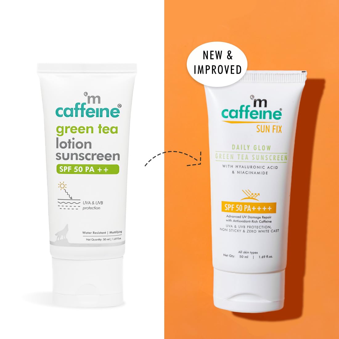 mCaffeine Niacinamide and Hyaluronic Acid Sunscreen SPF 50++ for Oily Skin | Mattifying, Zero White Care, Water Resistant & Non Sticky Sunscreen for Women & Men