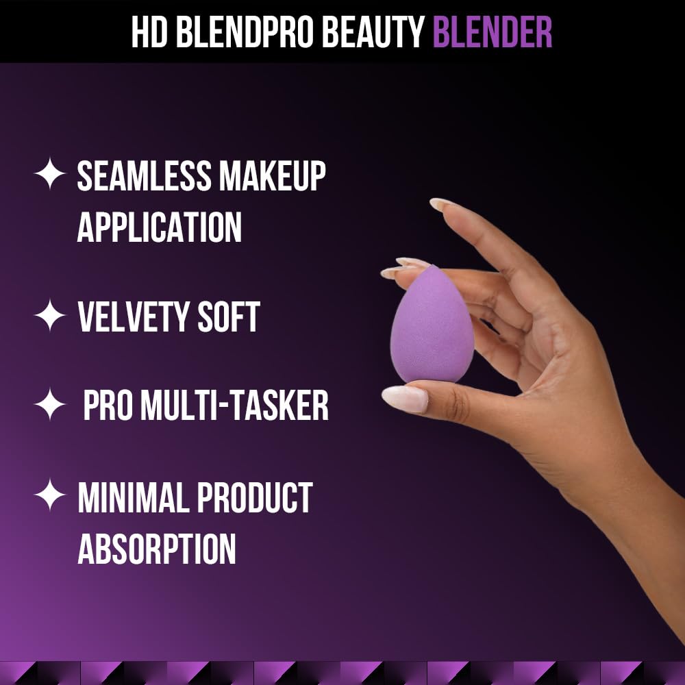 Staze 9to9 HD BlendPro Beauty Blender Velvety Soft + Multipurpose Makeup Sponge Reuable Blending Sponge For Loose powder and Foundation 01 Teardrop