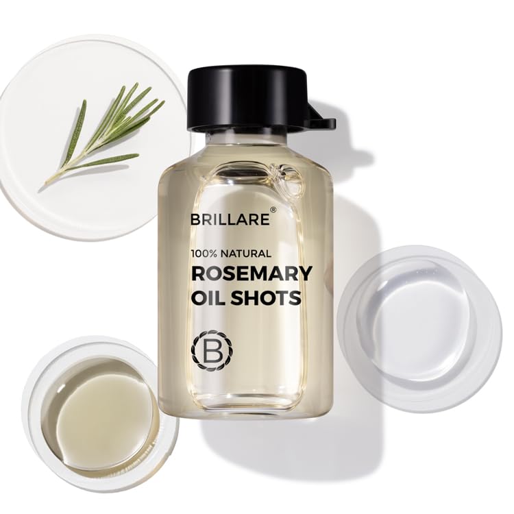 Brillare 20% Rosemary Oil Shots For Rapid Hair Growth | Improves Thickness | Controls Hair Fall & Nourishes Scalp | 100% Natural, Non Greasy Hair Oil Shots For