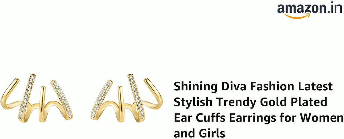 Handcrafted Gold Plated Ear Cuffs Earrings - Stylish Trendy Accessories for Women