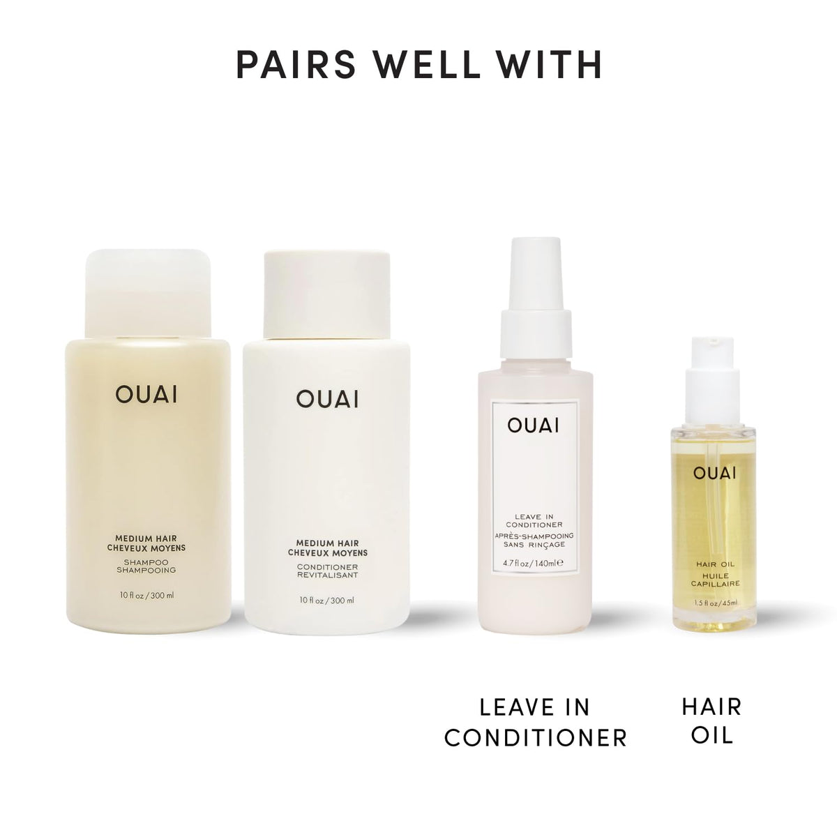 OUAI Medium Hair Shampoo and Conditioner Set (10 Fl Oz) Medium Hair Bundle