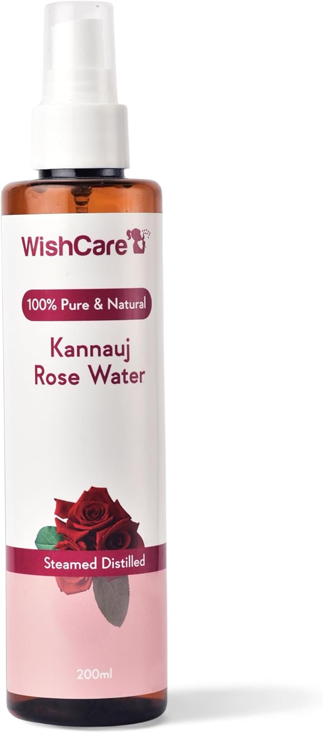 WishCare 100% Pure & Natural Rose Water Liquid - for Skin, Face & Hair - Steam Distilled - Kannauj Gulab Jal - Spray Skin Toner - Free from Paraben, Alcohol & C