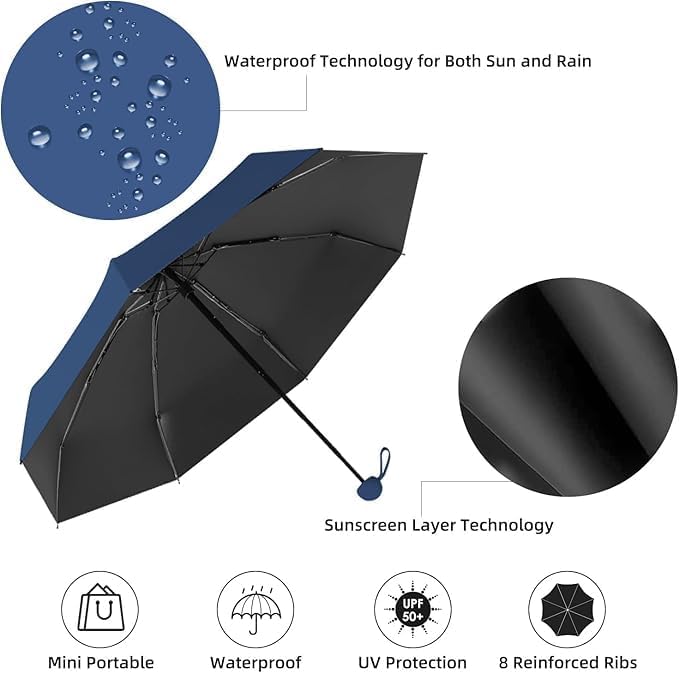 TEKCOOL Umbrella, UV Big Size Umbrella for Sun Protection Rain Windproof Strong Large 3 Fold For Men Women Kids Boys Girls Perfect & Stylish Windproof & Compact
