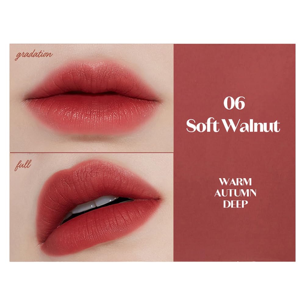 ETUDE Fixing Tint| Long Lasting Liquid Lipstick |Waterproof, Smudgeproof, Lightweight Matte Finish Lip Stain| Full Coverage|Korean Makeup| Shade 06- Soft Walnut-4g