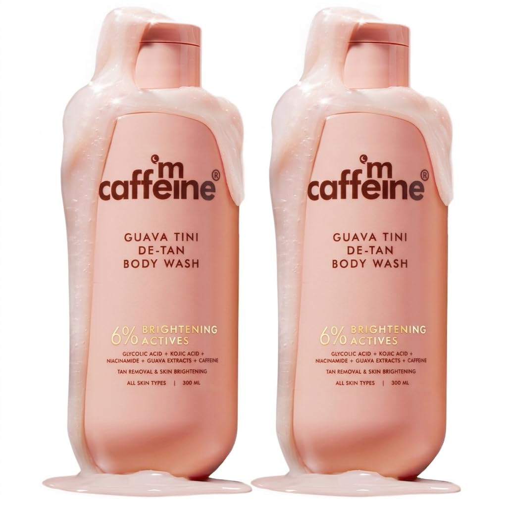 mCaffeine 1% Glycolic Acid Detan Body Wash 300ml | 2% Niacinamide, 3% Kojic Acid-Glutathione | Bodywash for Women & Men| Brightens, Hydrates, Reduces Dark Spots
