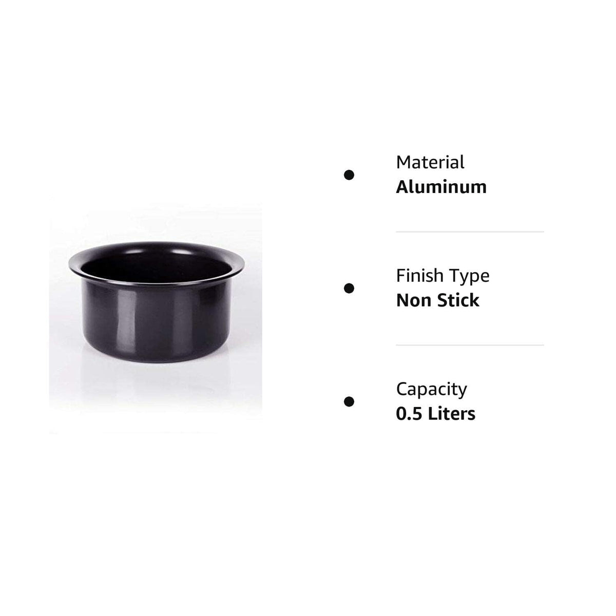 Sumeet 3Mm Aluminium Tope - 9 Inches 0.5 Liter; Hard Anodised, Black - Non-Stick 0.5 Litres