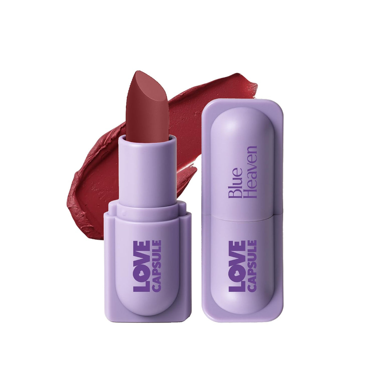 Blue Heaven Love Capsule Powder Matte Lipstick Infused With Vitamin E & Castor Oil for Intense Hydration| High Color Payoff| Matte Finish| Long Lasting Lipstick for women |Midnight Berry, 4gm
