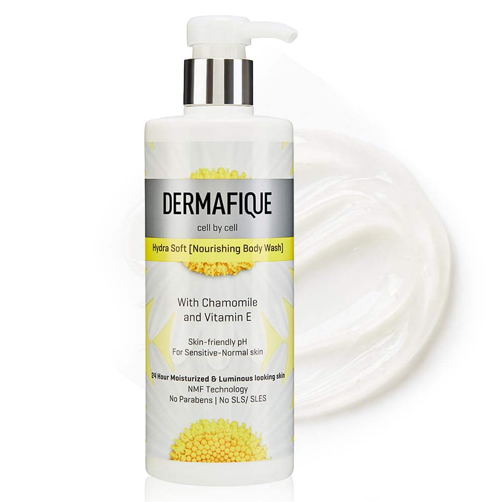 Dermafique Hydra Soft Nourishing Body Wash 500ml | 24 hr Moisturization, Hyaluronic Acid & NMF | Sensitive, Dry, Oily, Normal Skin | Clinically & Dermat Tested