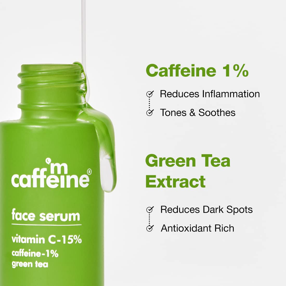 mCaffeine 15% Vitamin C Face Serum for Pigmentation & Dark Spot | Revives Dull Skin & Protects Against Sun Damage | Day & Night Serum for Face - 30ml 30 ml (Pac