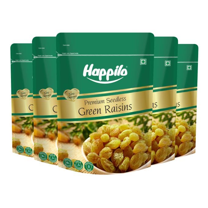 Happilo Premium Seedless Green Raisins 1 kg | Quality Kishmish/Kismis | Dry Fruits, Healthy Snacks | Rich in Iron & Vitamin B | Antioxidant Rich | Healthy Dry F