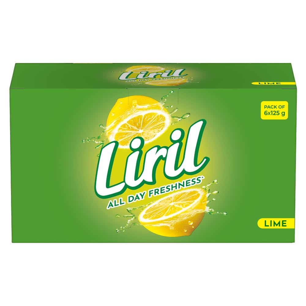 Liril Lime Bathing Bar | Feel the Citrus Burst of Freshness | Pack of 6 (6 x 125g) 125 g (Pack of 6)