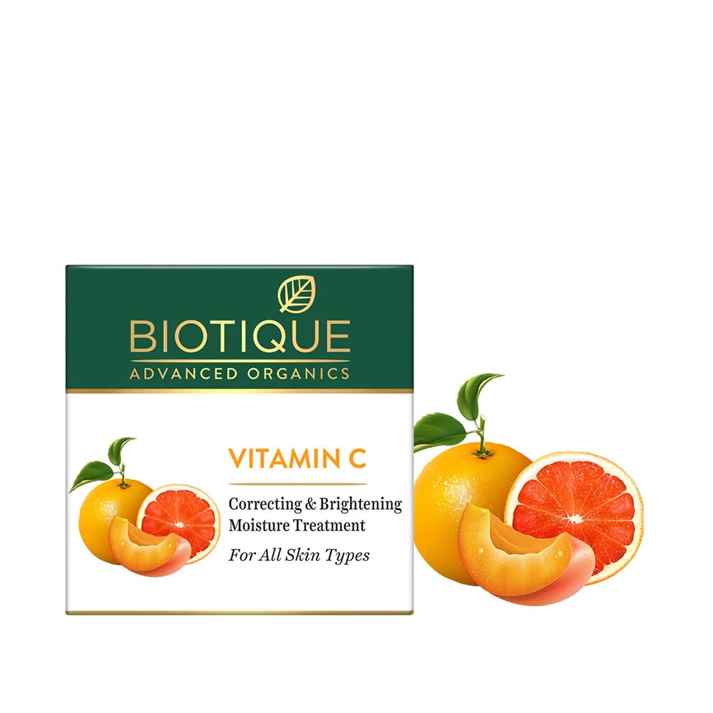 Biotique Vitamin C Correcting & Brightening Face Cream | Non-Greasy Formula for All Skin Types | Enhances Glow & Even Skin Tone | 50g 50 g (Pack of 1) Face crea
