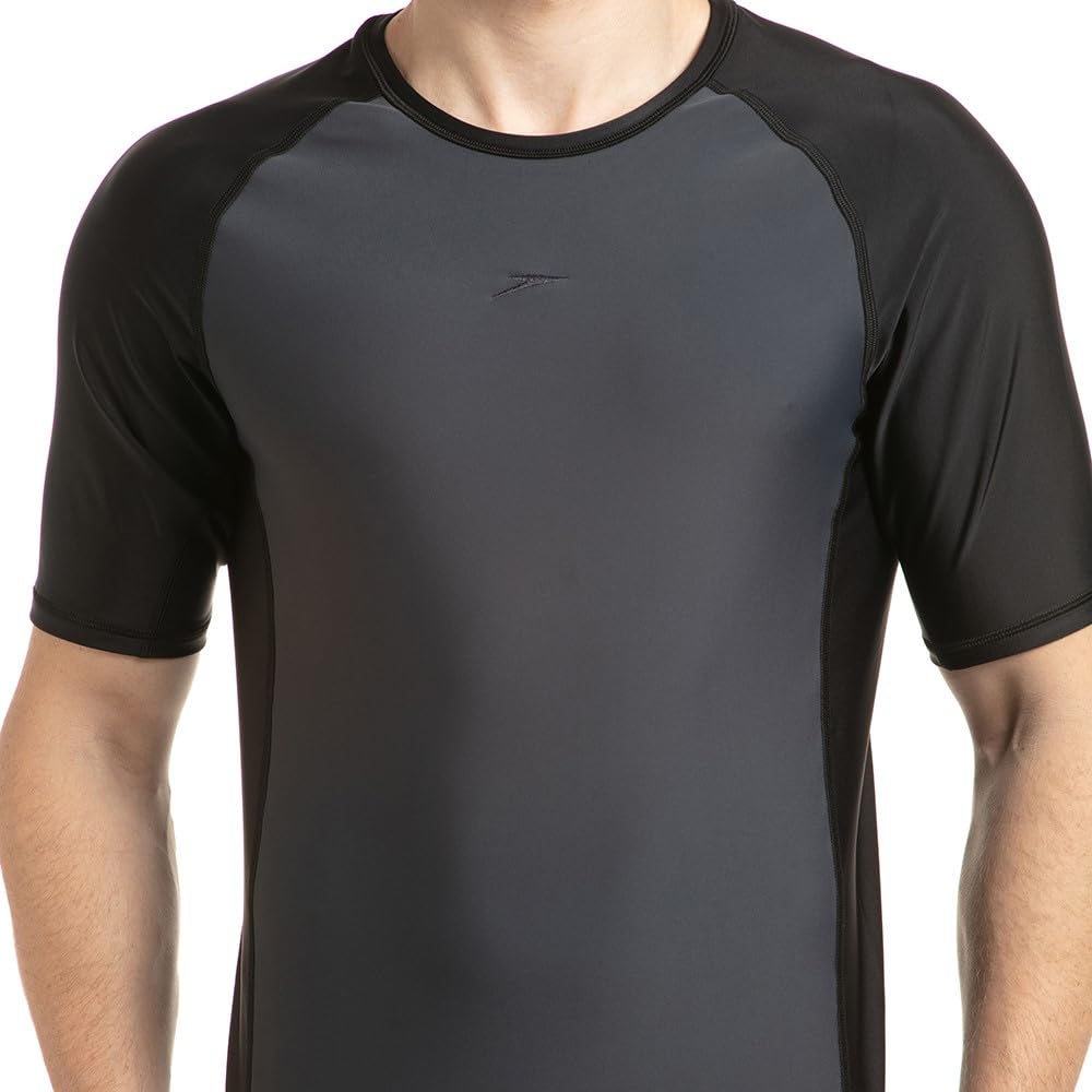 Speedo Men's Endurance 10 Short Sleeve Suntop Oxid Grey/Black S