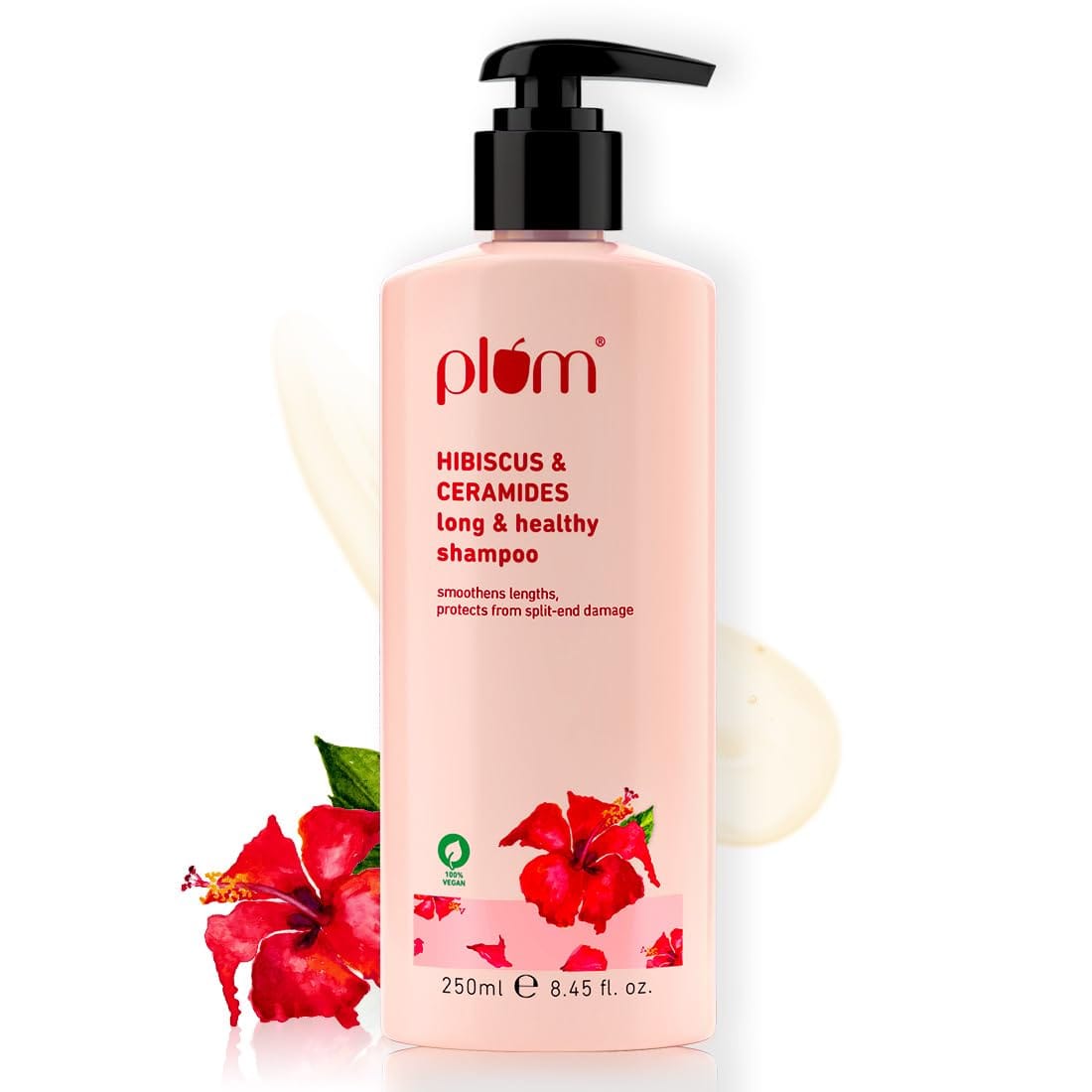 Plum - Hibiscus & Ceramides Shampoo | For Silky, Smooth, Long Hair & Split End Repair | Shampoo for Women and Men | 250ml