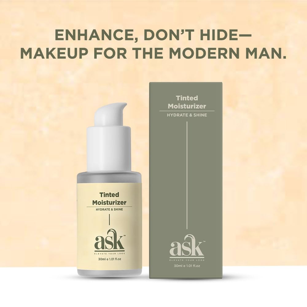 ASK Tinted Moisturizer Cream for Men 30ml | BB Cream | Improves Uneven Skin Tone | Lightweight | Non-Greasy | Hydrating Face Cream | Long-Lasting | All Skin Typ