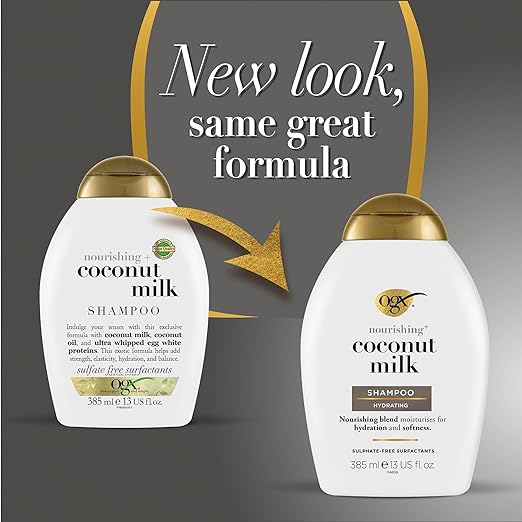 OGX Nourishing + Coconut Milk Nourishing Moisturizing Shampoo | Strong & Healthy Growth Hair, Coconut Milk, Coconut Oil & Egg White Protein Paraben Sulfate Free