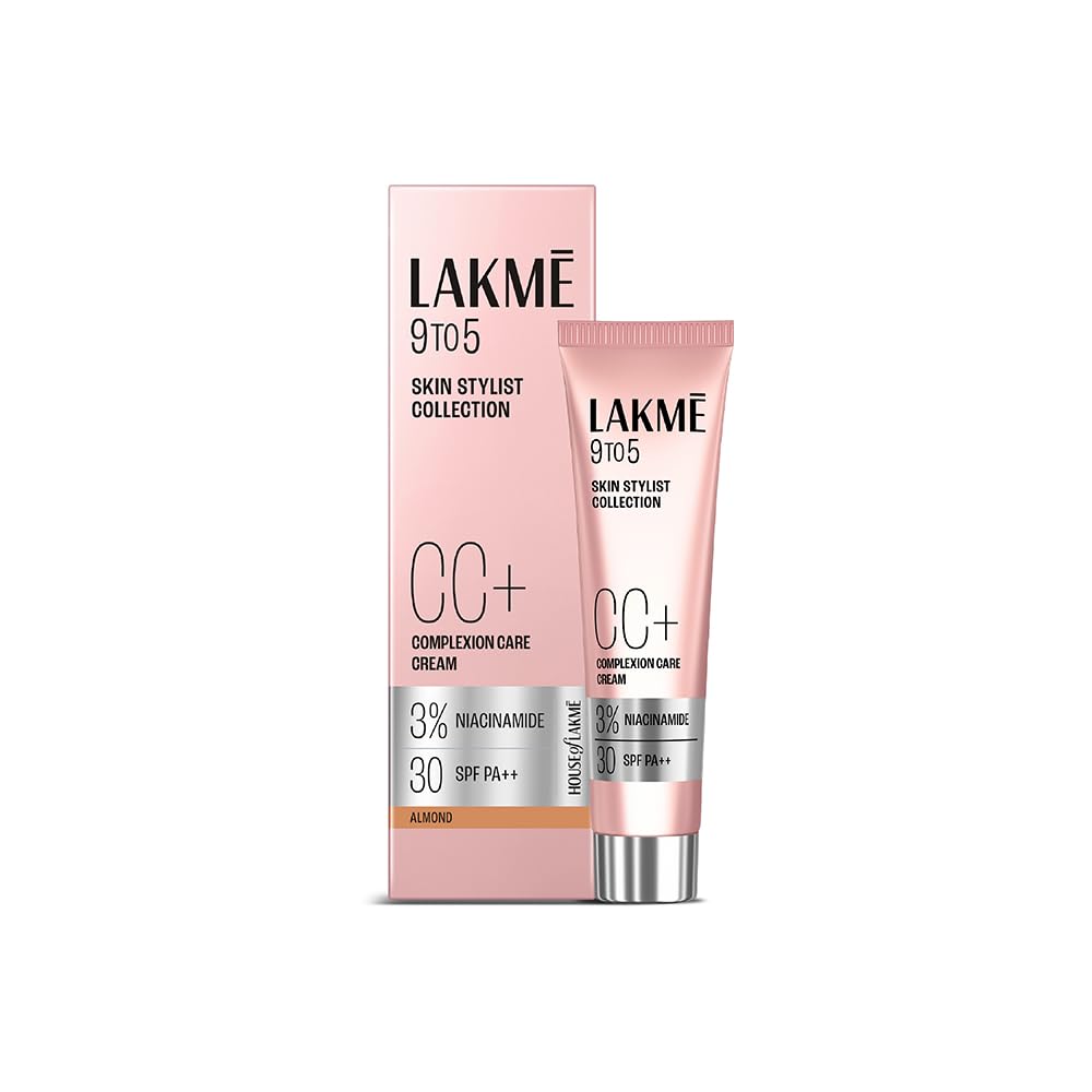 Lakme 9 to 5 CC Cream Almond with 3% Niacinamide Complex SPF30 PA++ | 90% lightweight moisturizing cream for Care & 10% Foundation for Care |Conceals Dark Spots