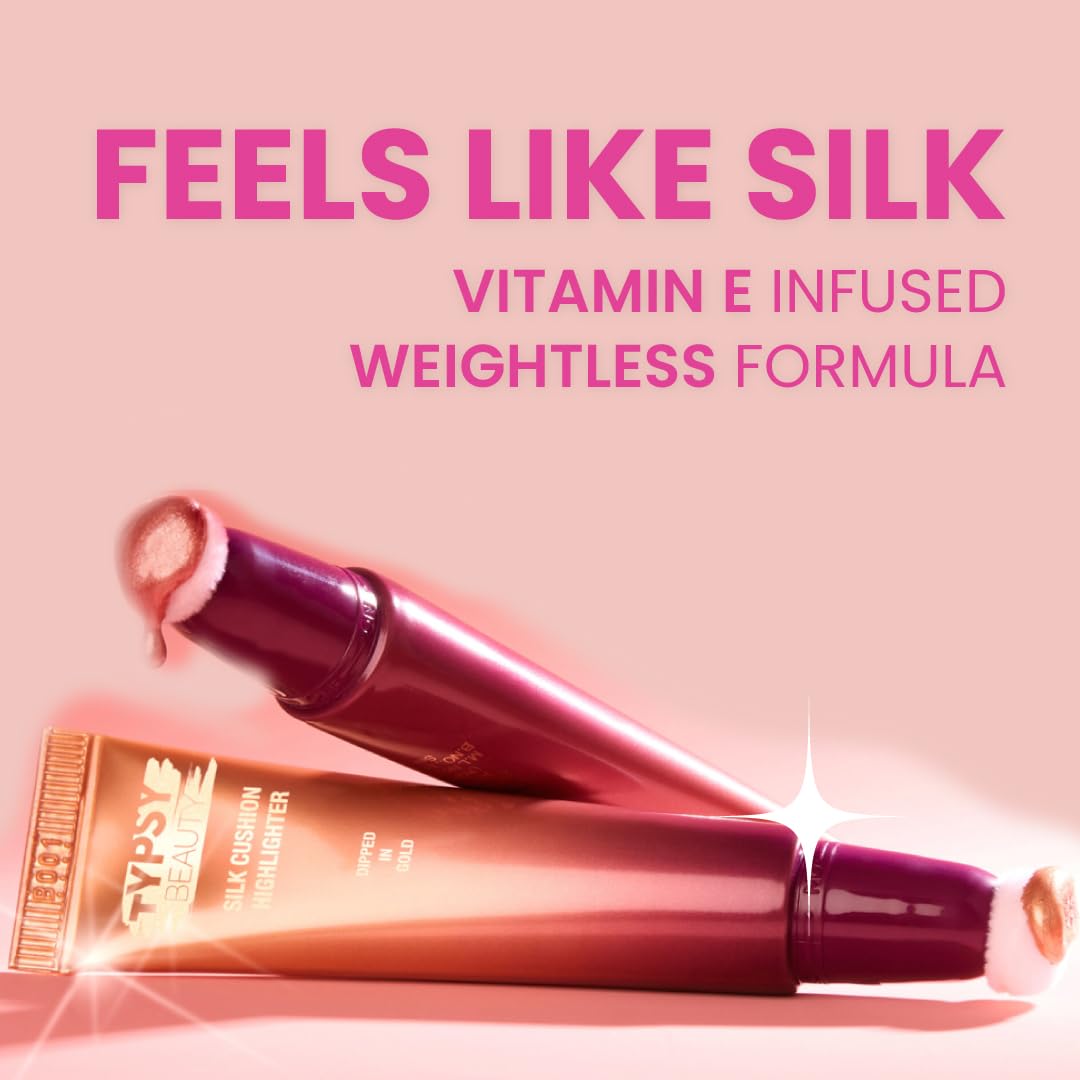 Typsy Beauty | Silk Cushion Liquid Blush Wand - Strawberry Champagne - 2-in-1 Highlighter Blush Hybrid | Cushion Tip Applicator | Lightweight Buildable Blush | Ultra-Pigmented | 12ml