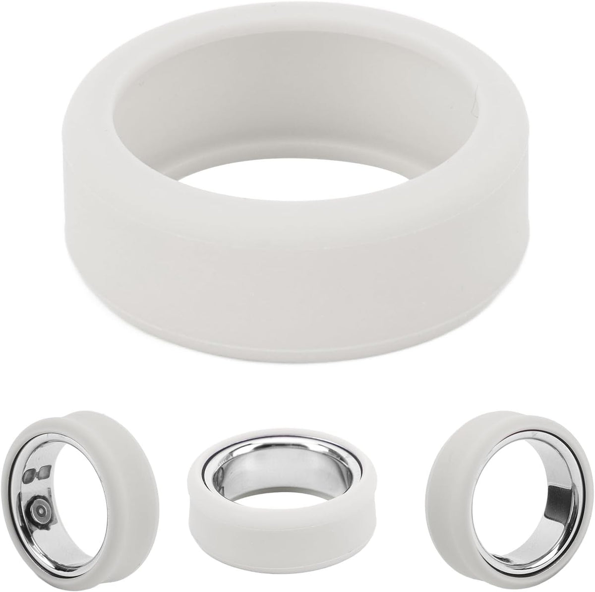 OJOS Silicone Ring Cover Compatible with Oura Ring Gen 3/ Gabit Ring, Round Ring Case Elastic Ring Protection Smart Ring Protector Sleeve Accessories (Gray, Sma