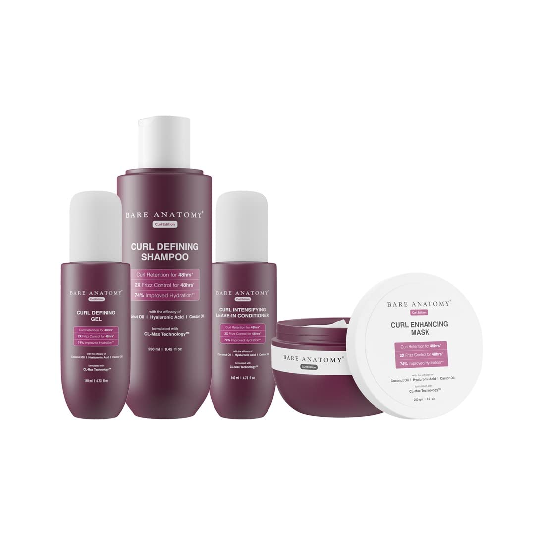 Bare Anatomy Curl Defining Shampoo, Hair Mask, Leave-In Conditioner & Gel Shampoo + Hair Mask + Leave In Conditioner + Gel
