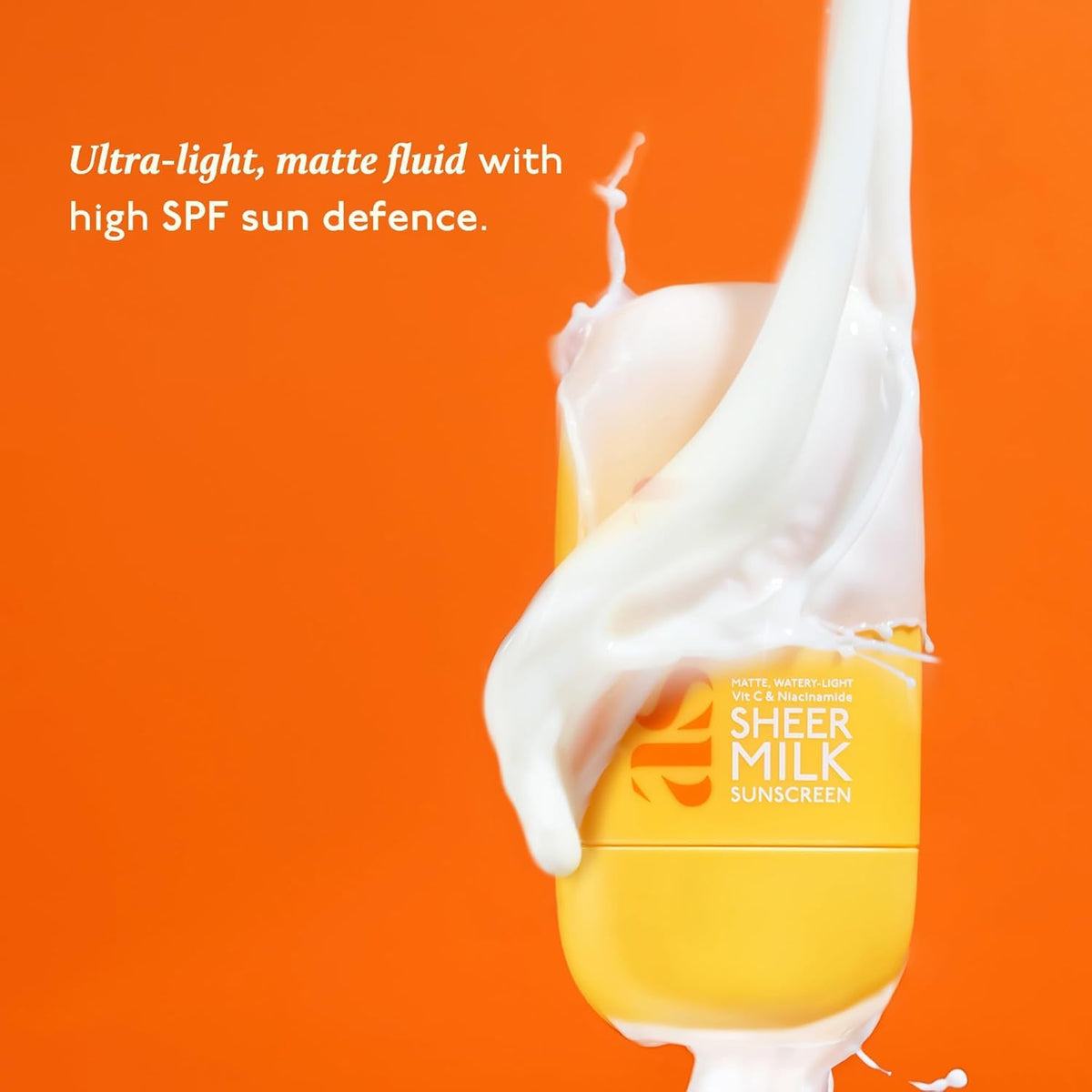 Asaya Sheer Milk Sunscreen SPF 50 PA++++ UVA+UVB | Water Based, Lightweight Fluid with Niacinamide for Brightening & Barrier Support | Matte & Quick Absorbing |