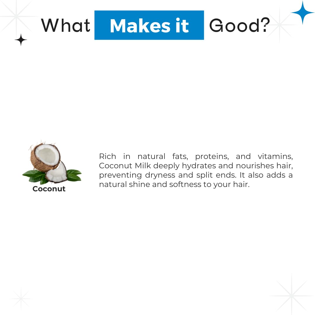 Coconut Milk Khadi Natural Shampoo | Deep Nourishment & Hydration for Dry & Damaged Hair | Sulfate & Paraben Free | 210 ML Coconut Milk (Pack of 1)