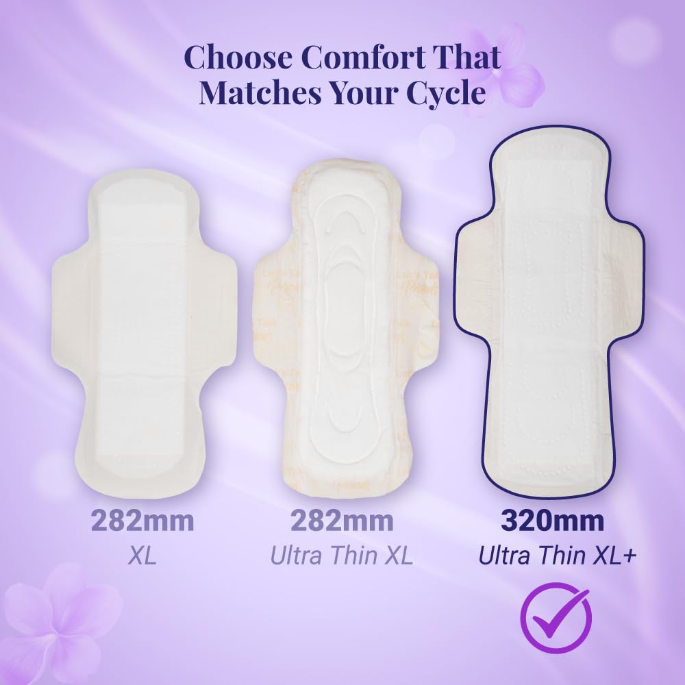 NIINE Dry Comfort Ultra Thin XL+ Sanitary Napkins for Heavy Flow (Pack of 3) 150 Pads with Free Biodegradable disposable bags XXL 150