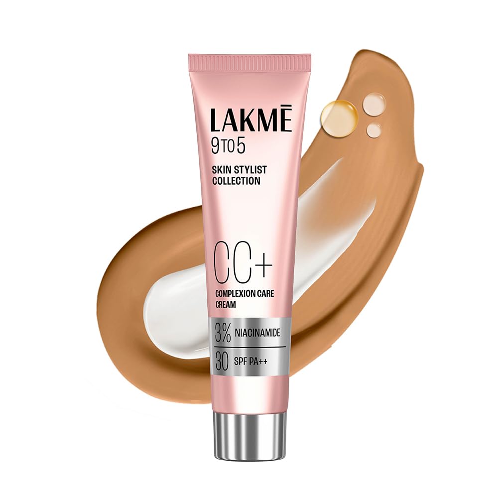 Lakme 9 to 5 CC Cream Almond with 3% Niacinamide Complex SPF30 PA++ | 90% lightweight moisturizing cream for Care & 10% Foundation for Care |Conceals Dark Spots
