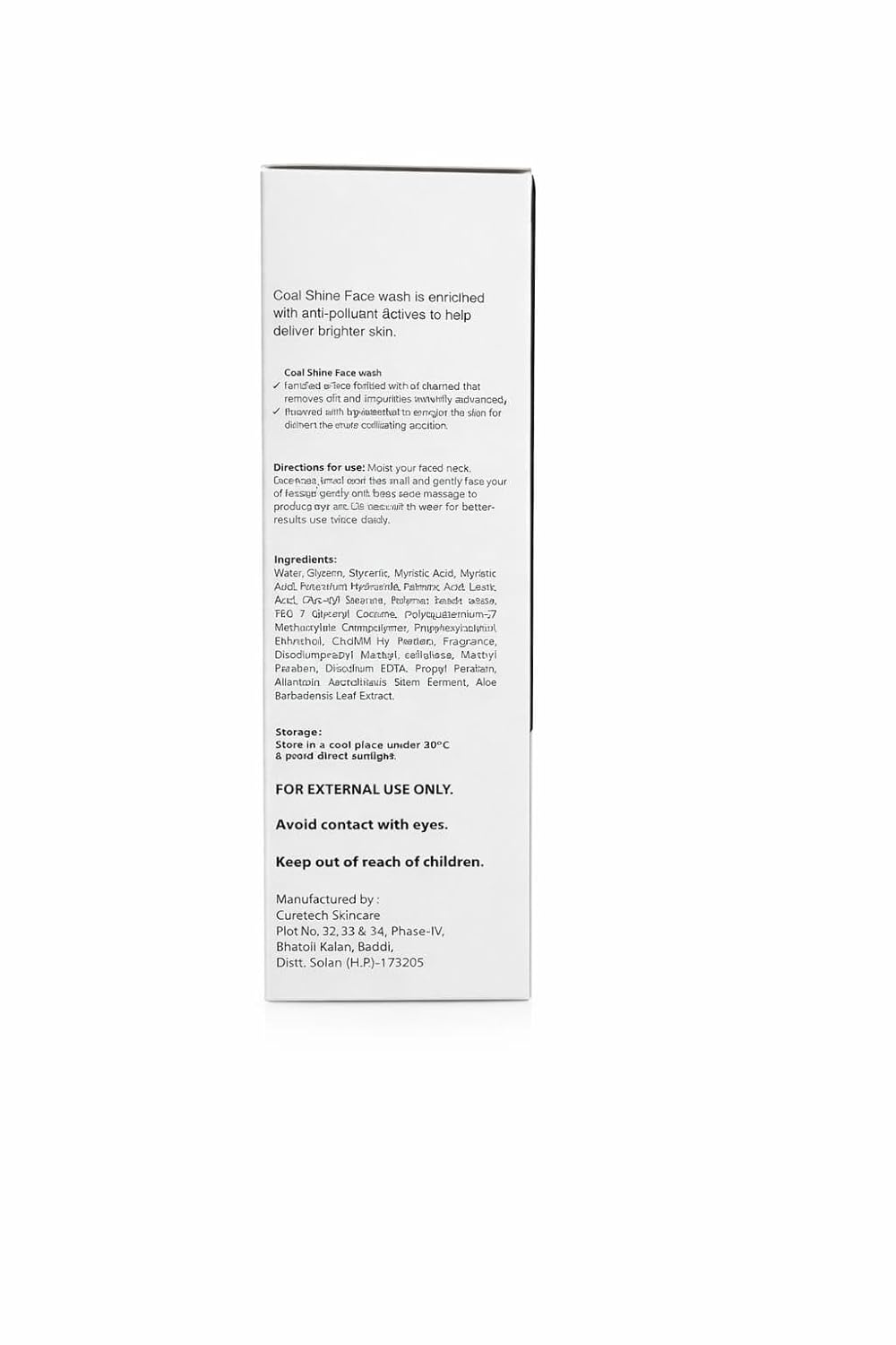 Coal Shine Active Charcoal Face Wash with Aloe Vera, Anti-Pollutant, Skin Brightening, 50g