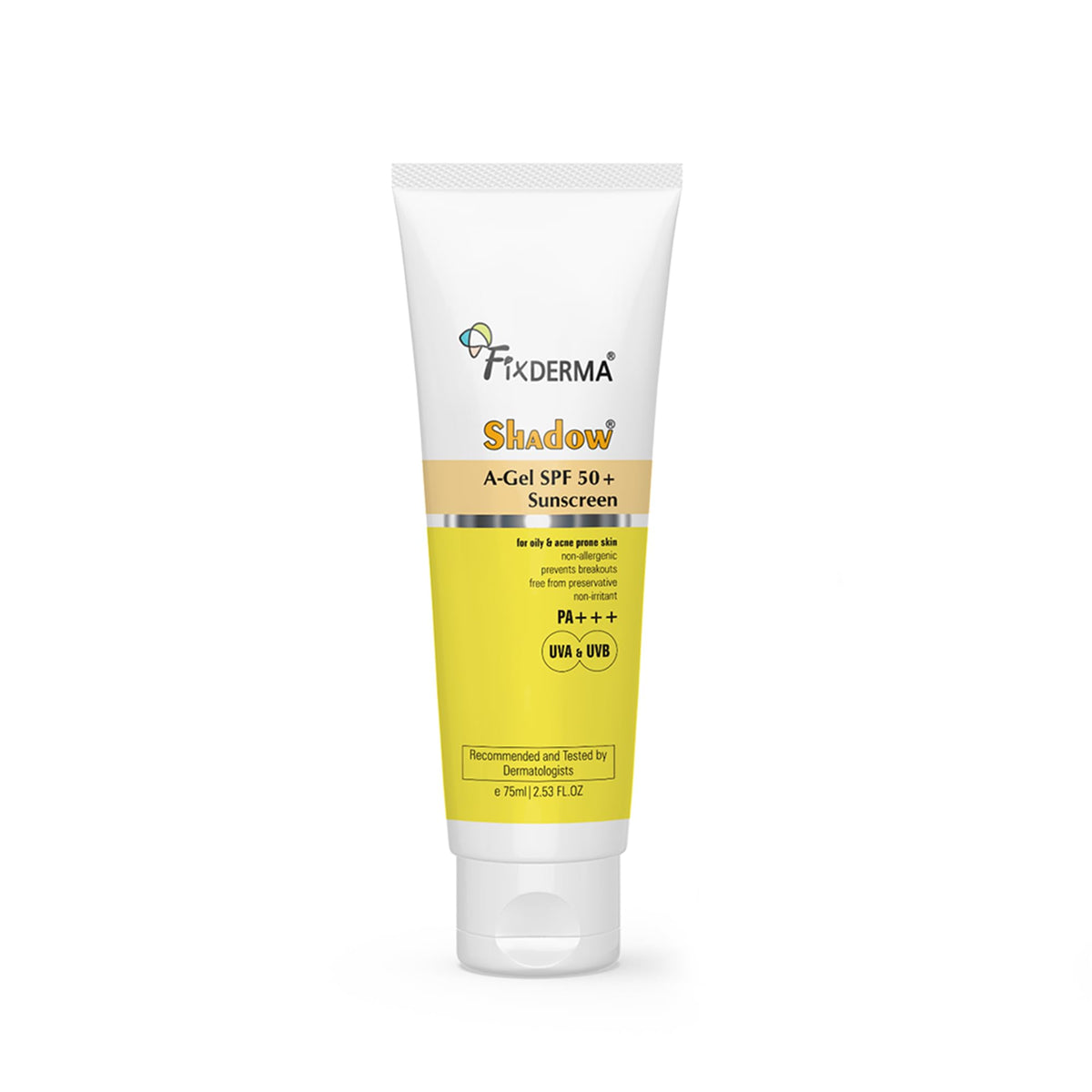 Fixderma Shadow A-Gel SPF 50+ Sunscreen PA+++ | For Oily & Acne-Prone Skin | Lightweight | Non-Greasy | No White Cast | Broad Spectrum For UVA & UVB Protection