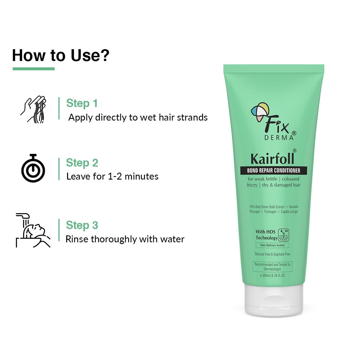 Fixderma - Kairfoll 15% Red Onion Conditioner with Castor Oil for Hair Growth (200mL)