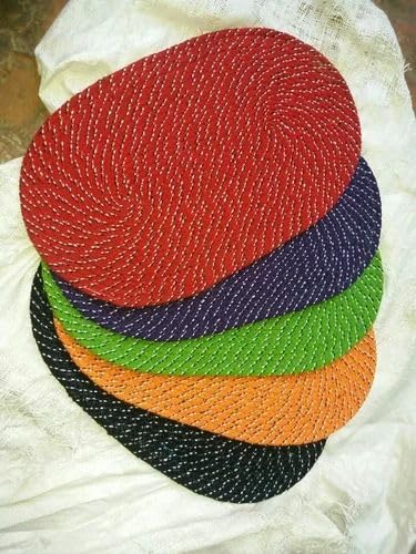 P.V Cotton |Oval Shaped| Designer| Bath/Door Mat | Entrance | Gallery | Living Room | 12 x 20 inches | Multicolour |Multipurpose.