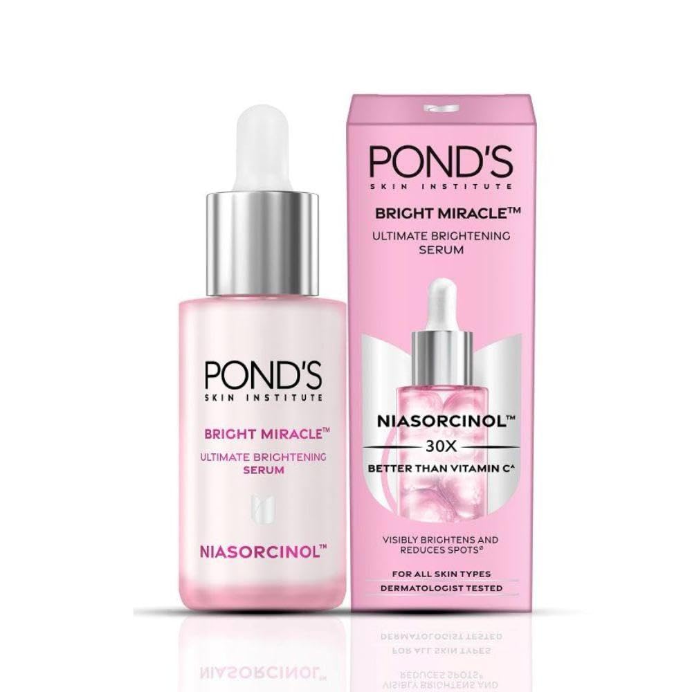 Pond's Bright Miracle Ultimate Brightening Serum with Niasorcinol | 30X better than Vitamin C | For Visibly Brighter, Spot-Free Skin in 1 Week | Lightweight & F