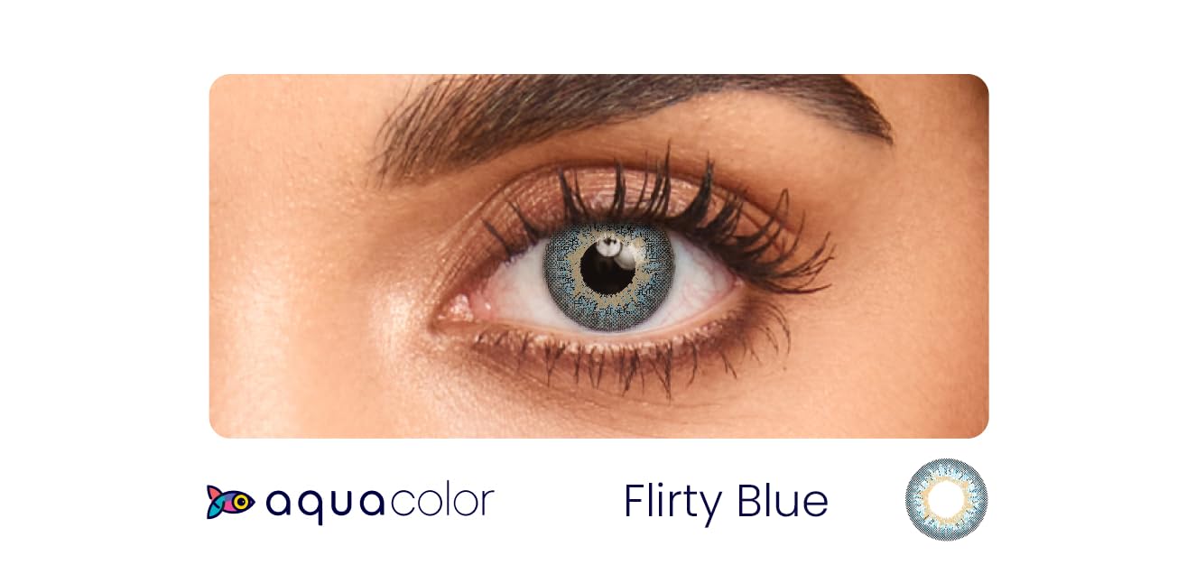 Aquacolor Daily Disposable Colored Lenses with 0 Power - Flirty Blue - (10 Lens/Box)