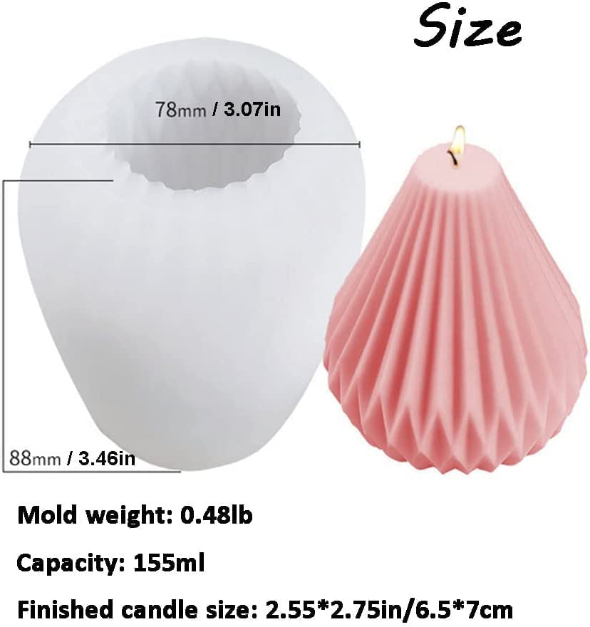 FirstTry Pear Shape Candle Mold I 3D Silicone Striped Tapered Geometric Epoxy Mould I for DIY Handmade Ornament Chocolate, Cake Décor, Aromatherapy, Soap, Resin